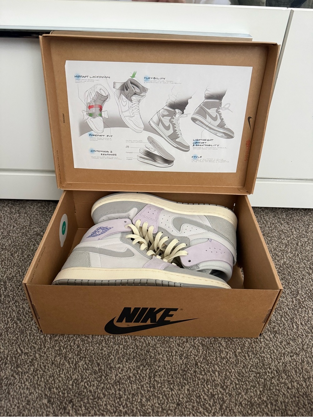 Air Jordan 1 Zoom CMFT High Tops Grey Purple